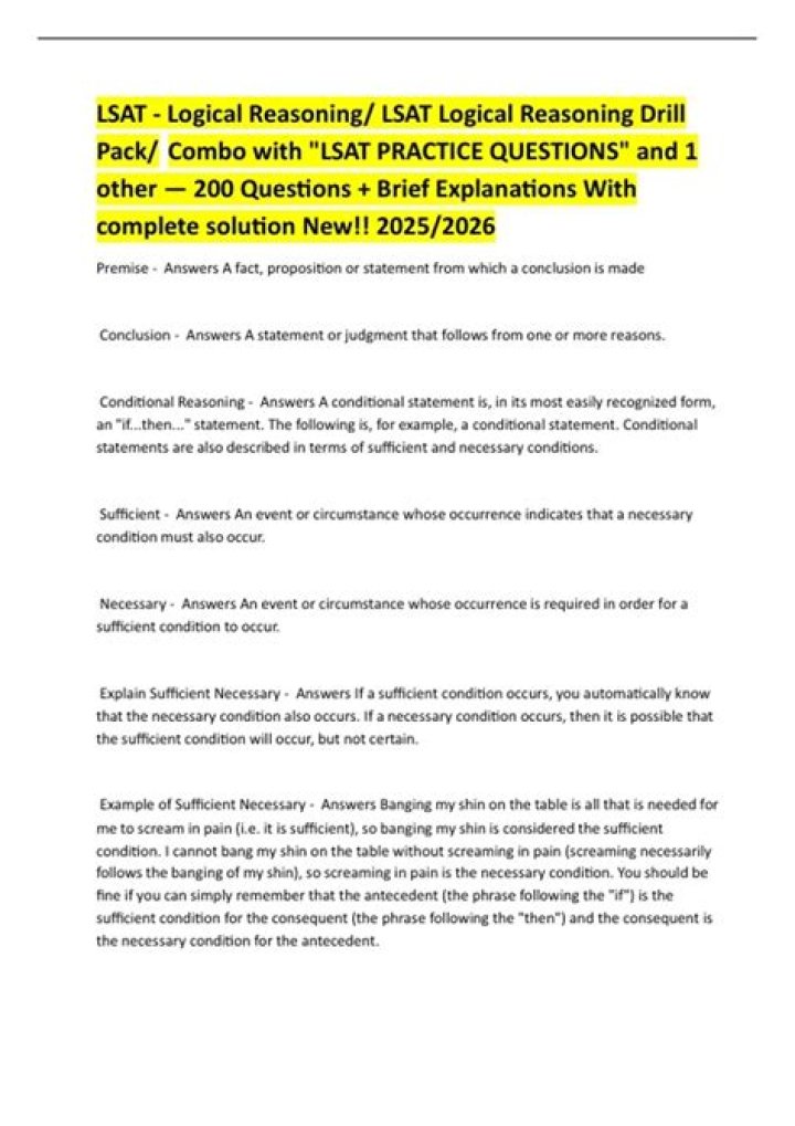 LSAT Logical Reasoning Practice Questions with Answers PDF