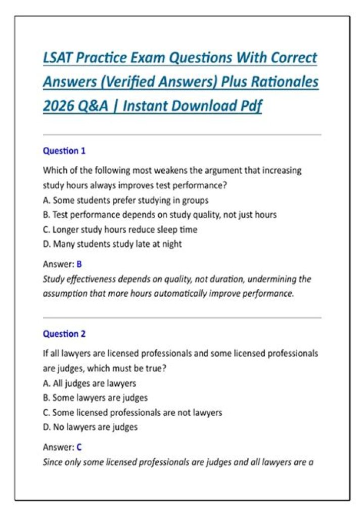 LSAT Questions and Answers PDF: Master the Exam with Real Practice