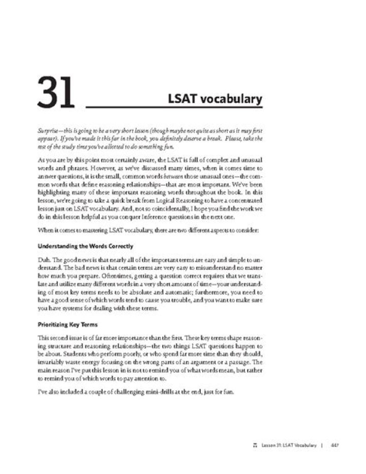LSAT Vocabulary Word List PDF for Test Success