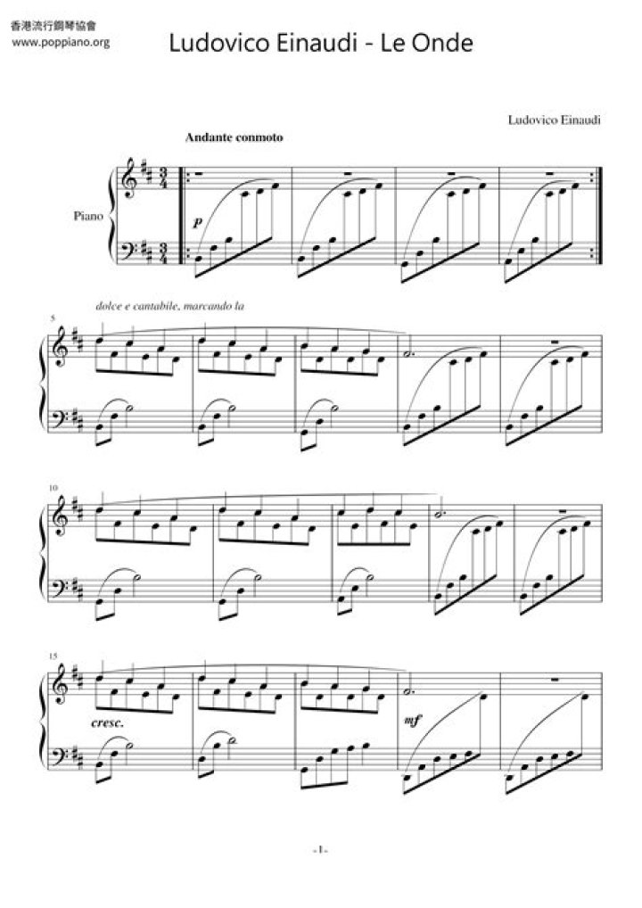 Ludovico Einardi Le Onde Sheet Music PDF – Free Download