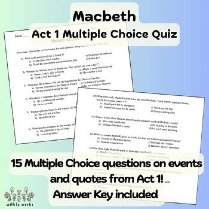 Macbeth Act 1 Multiple Choice Questions & Answers PDF: Perfect Study Guide