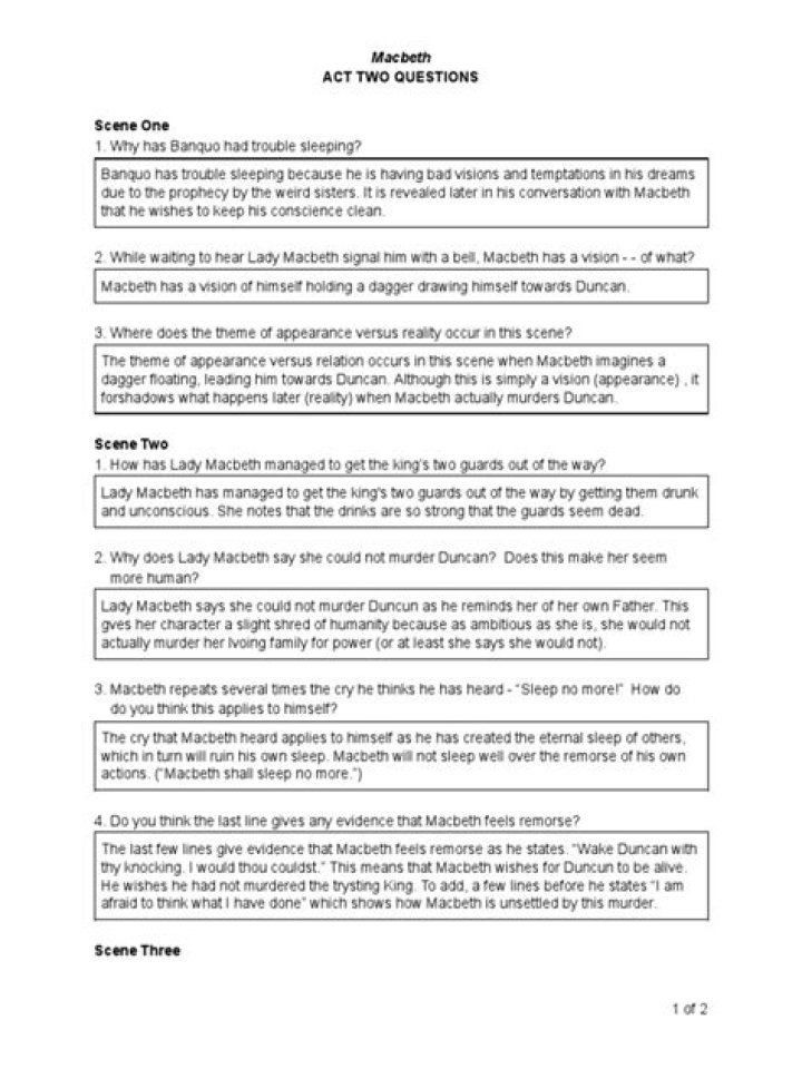 Macbeth Act 2 Questions PDF: Study Guide & Analysis