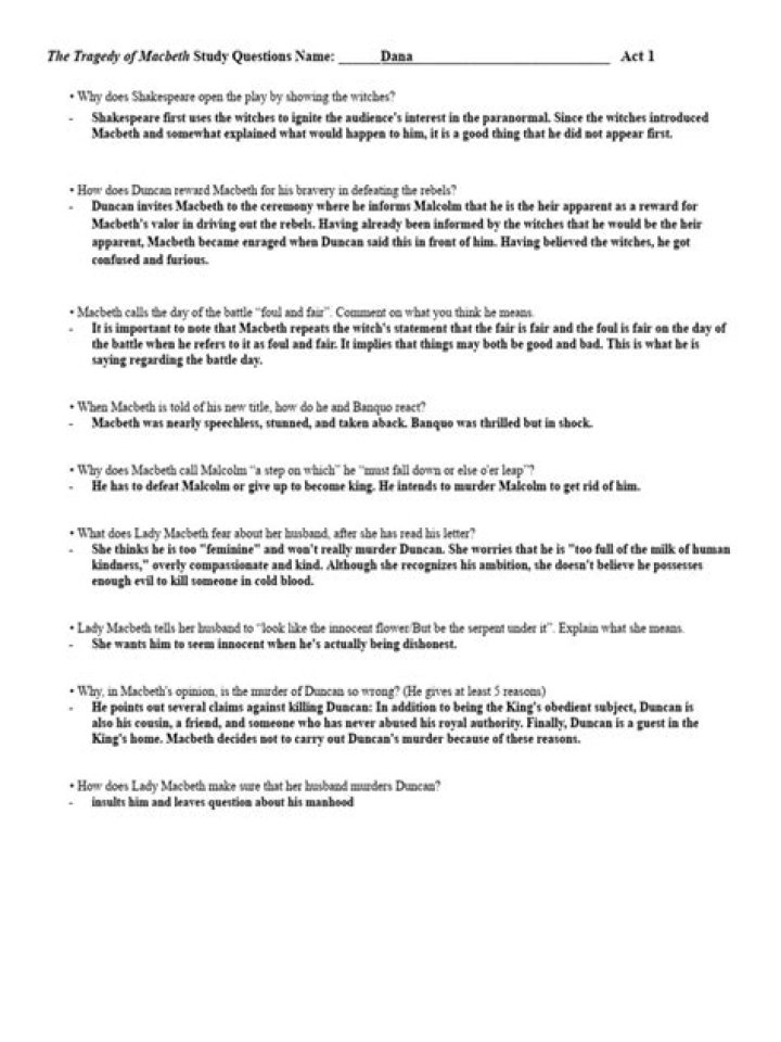 Macbeth Study Questions PDF: Free Analysis & Discussion Tools