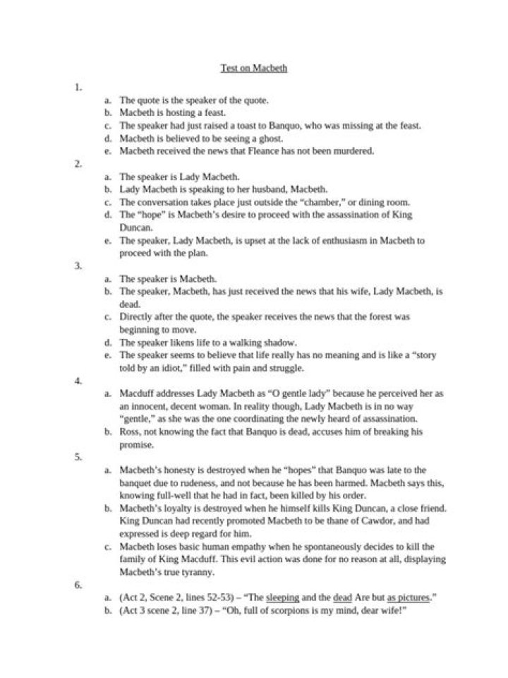 Macbeth Test PDF: Analysis & Study Guide