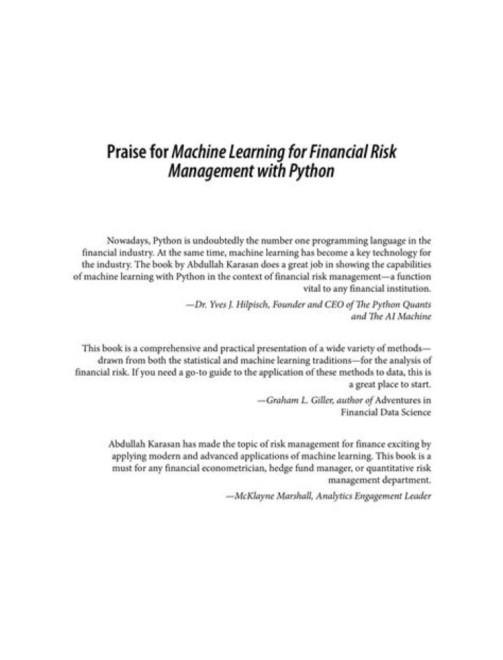 Machine Learning for Financial Risk Management with Python PDF Guide