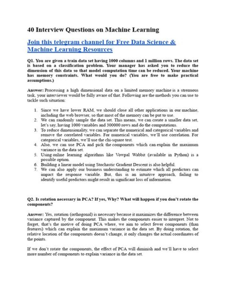 Top Machine Learning Interview Questions PDF for 2024