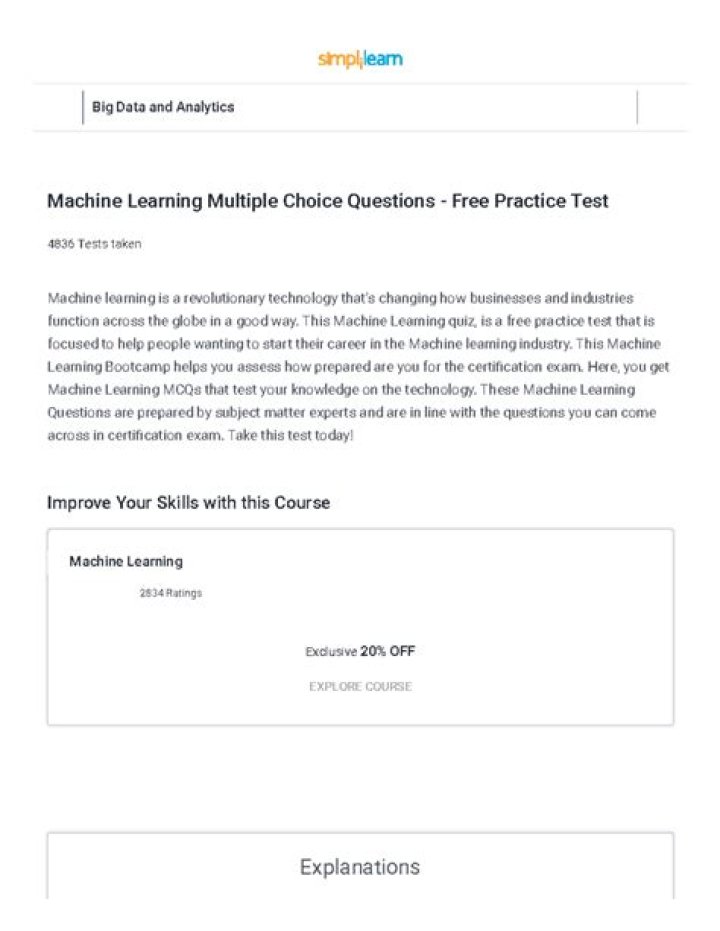 Machine Learning Multiple Choice Questions & Answers PDF Guide