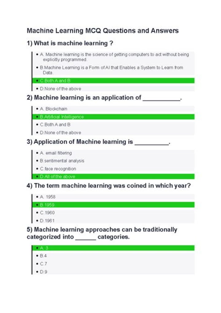 Machine Learning Quiz Questions and Answers PDF: Master Key Concepts