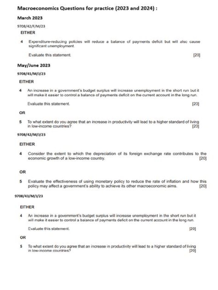 Free Macroeconomics Questions PDF for Exam Prep