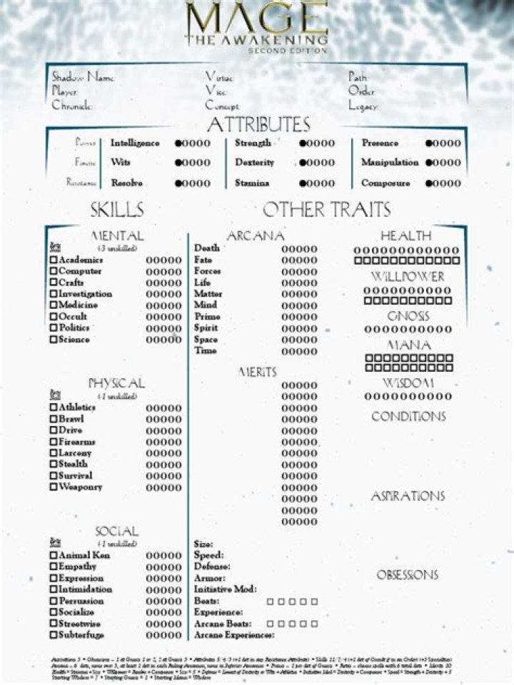 Mage The Awakening Character Sheet PDF – Complete Game Guide