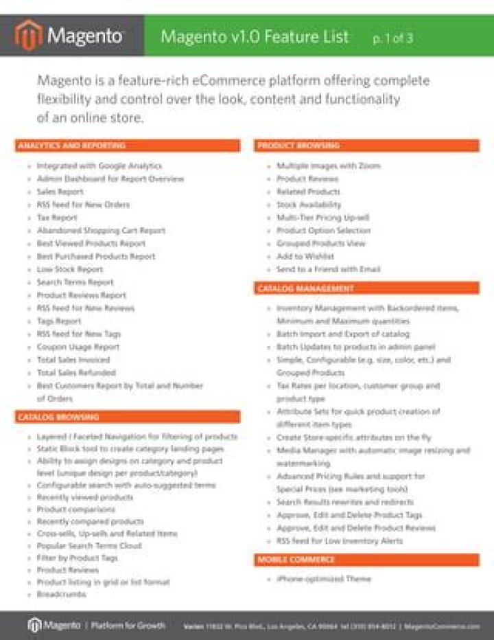 Magento Features List PDF: Key Tools for E-commerce Success