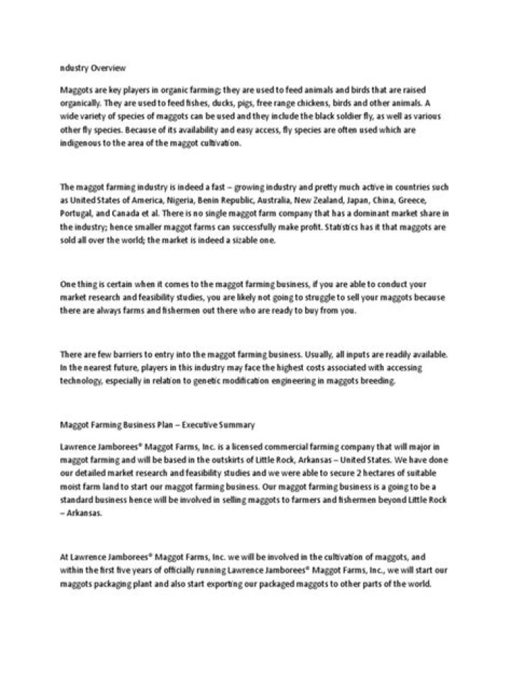 Maggot Farming Business Plan PDF: Start a Profitable Insect Farming Venture