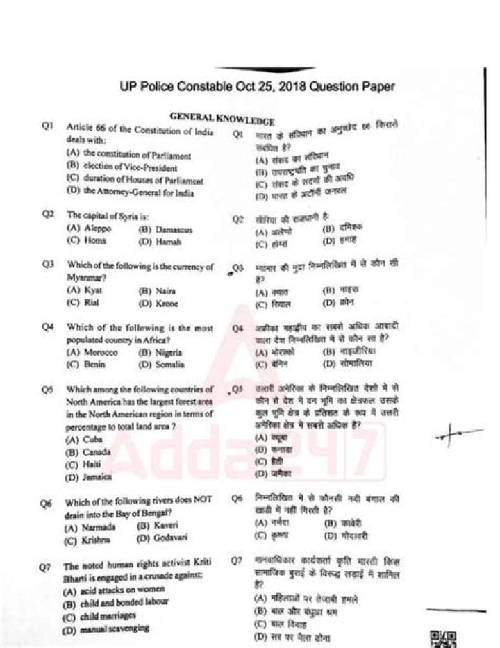 Maharashtra Police Constable Previous Year Question Paper PDF Download