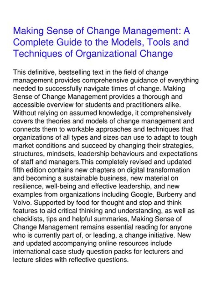 Making Sense of Change Management: A PDF Guide to Navigating Transitions