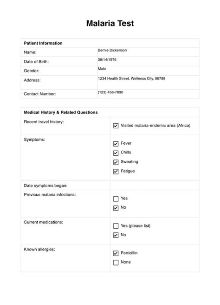 Malaria Blood Test Report PDF: Accurate Diagnosis & Treatment Guide