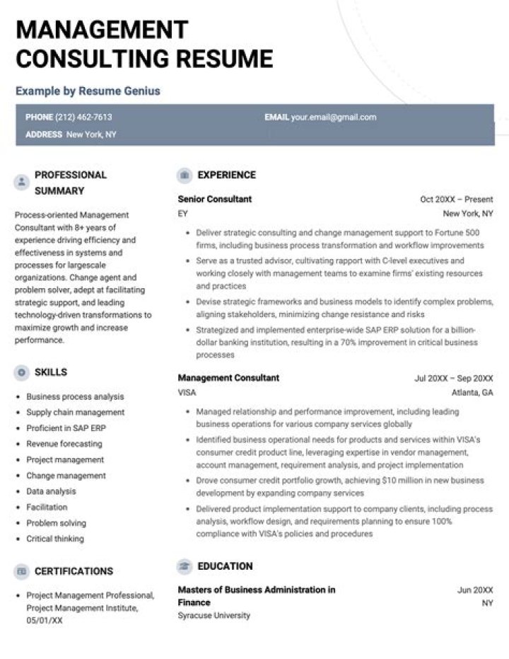 Management Consultant Resume PDF for Career Success