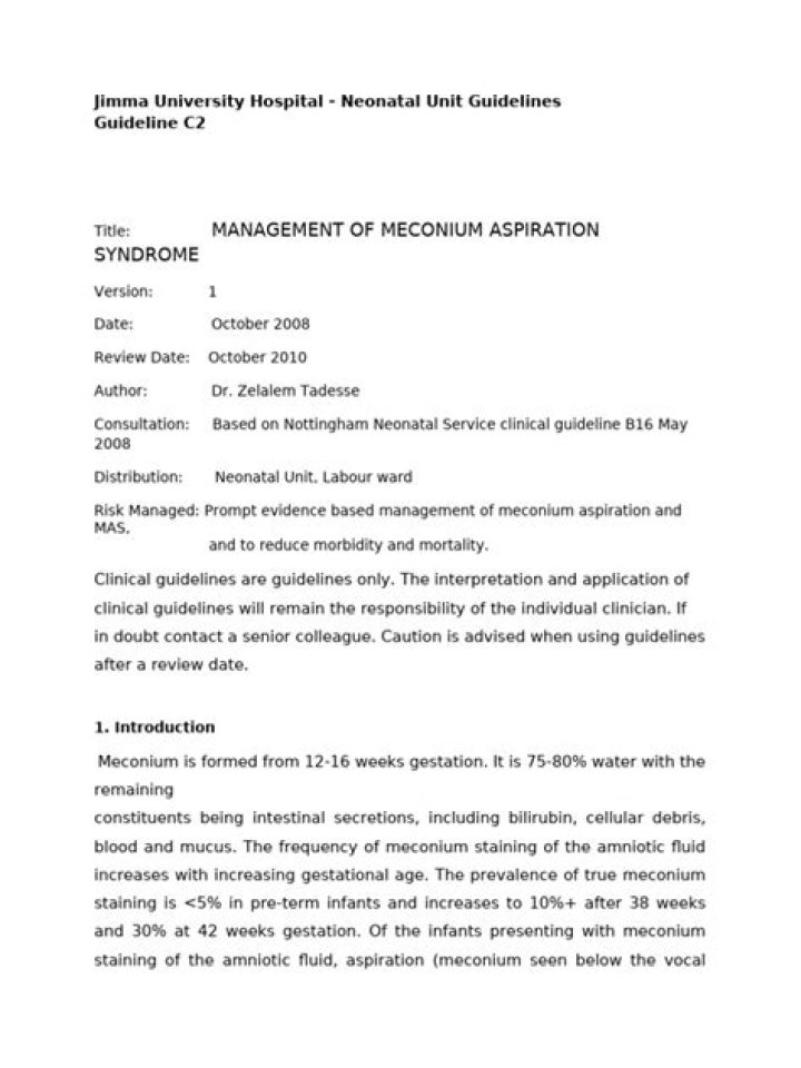 Comprehensive Guide to Managing Meconium Aspiration Syndrome PDF
