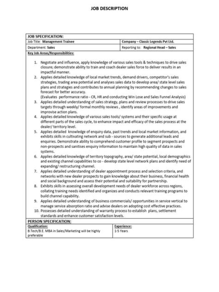 Management Trainee Job Description PDF: Apply Now