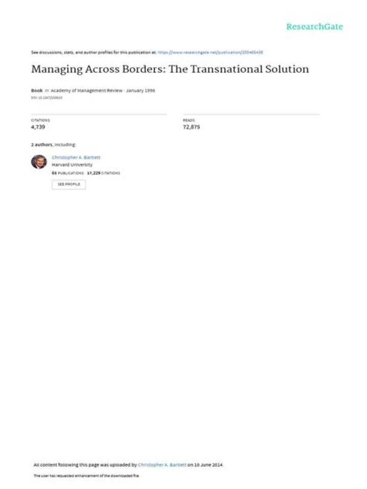 Managing Across Borders: Transnational Solutions in PDF Format