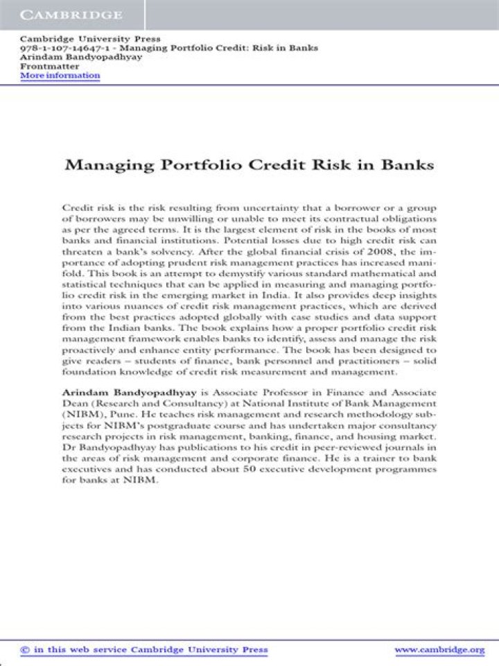 Managing Portfolio Credit Risk in Banks: Expert PDF Guide