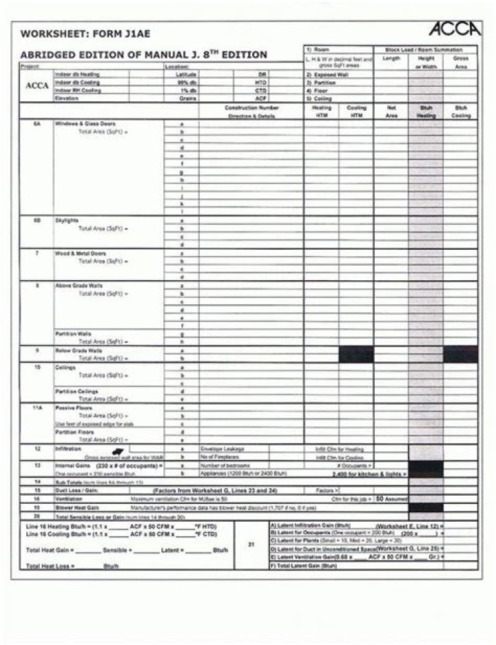 Free Manual J Worksheet PDF for HVAC Calculations – Download Now