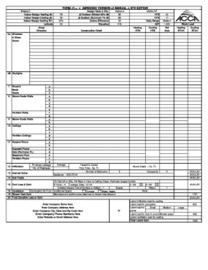 Free Manual J Worksheet PDF for Accurate Heating System Calculations