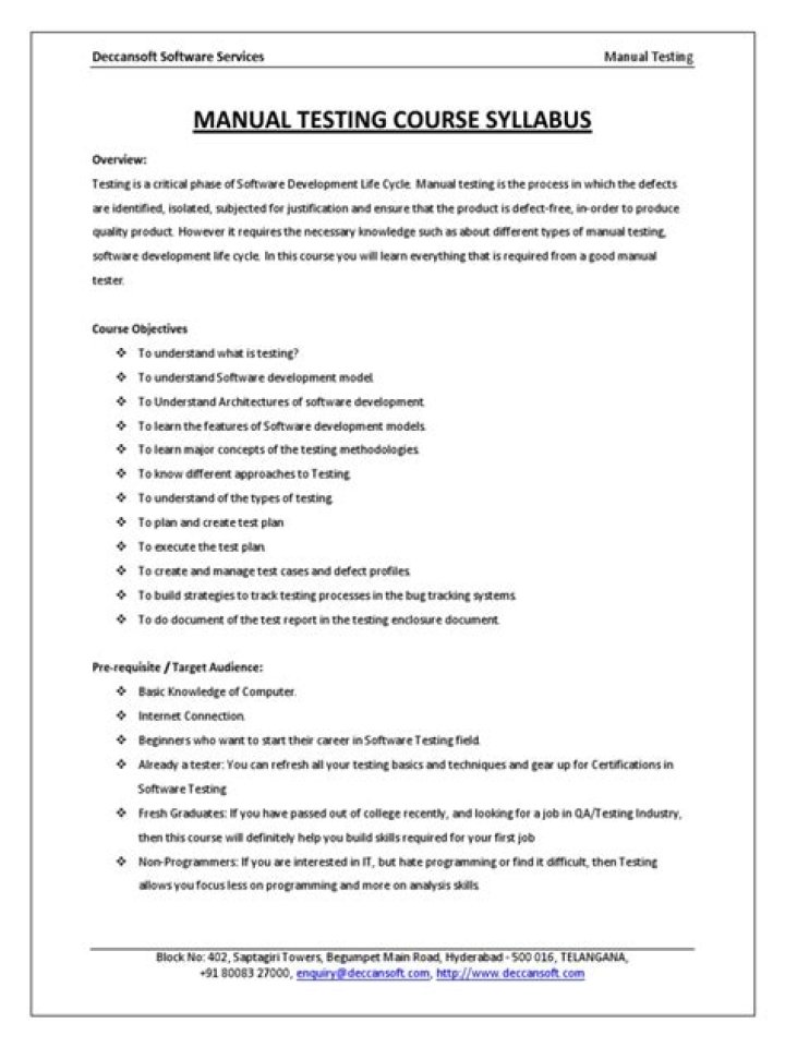 Complete Manual Testing Syllabus PDF: Master Testing Concepts & Techniques