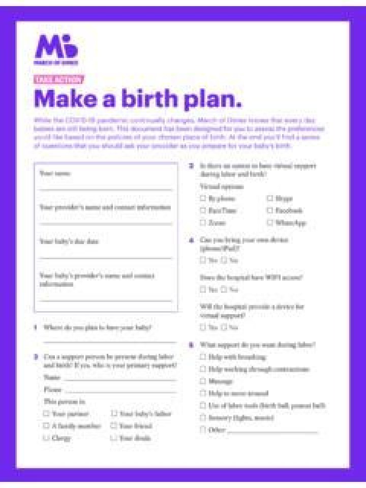 March of Dimes Birth Plan PDF: Free Download