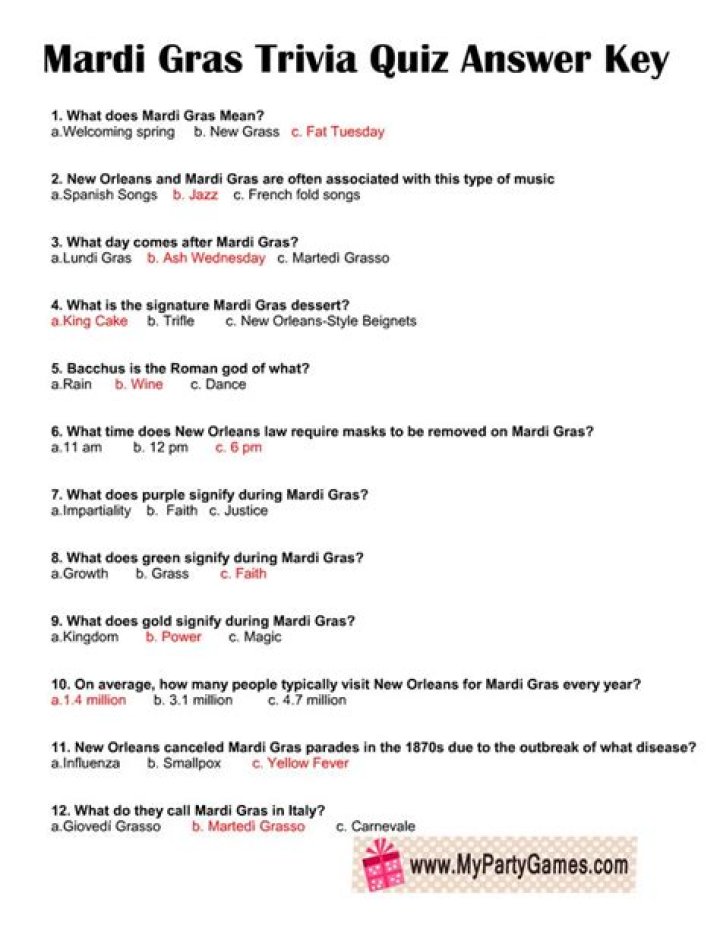 Mardi Gras Trivia Questions & Answers PDF – Fun Facts You’ll Love