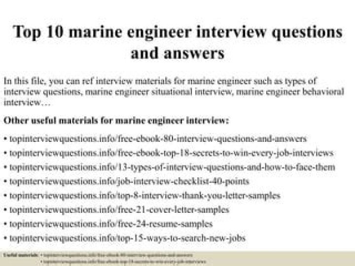 Marine Engineer Interview Questions and Answers PDF: Expert Guide