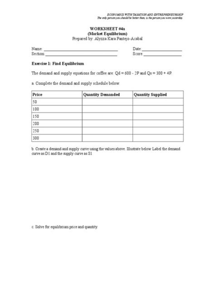 Market Equilibrium Worksheet PDF – Master Economic Balance Instantly