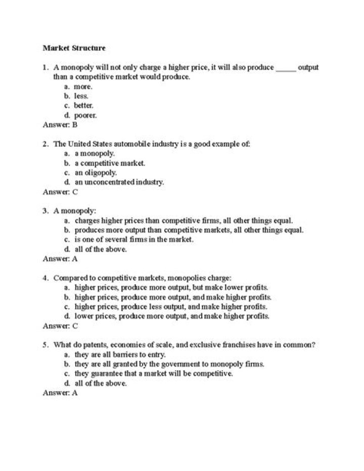 Market Structure Questions & Answers PDF: Expert Guide