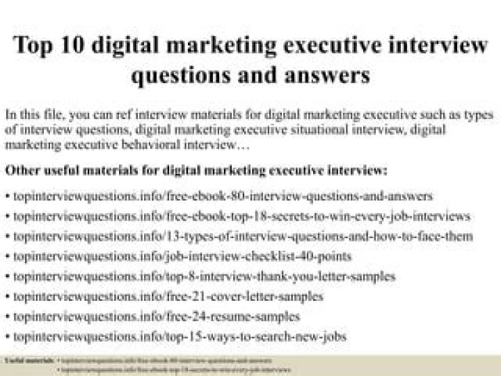 Marketing Executive Interview Questions & Answers PDF Guide