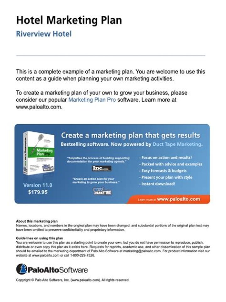 Comprehensive Marketing Plan for Hotel Industry PDF Download