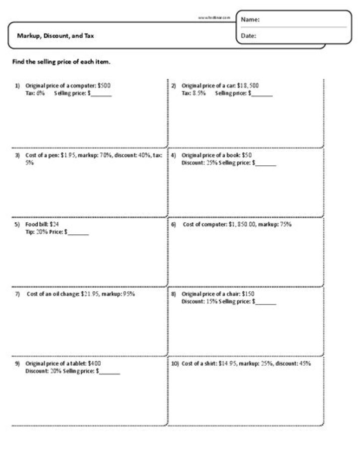Free Markup and Discount Worksheet PDF – Save Money Easily