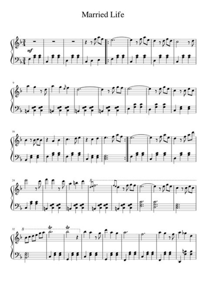 Married Life Sheet Music PDF Free – Perfect for Wedding Celebrations