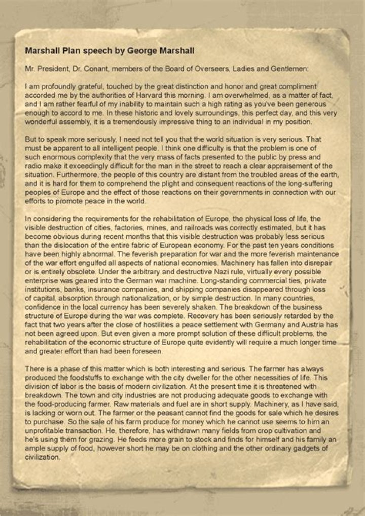 Marshall Plan Speech PDF: A Historic Vision for Global Recovery