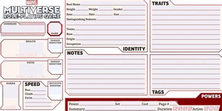 Marvel Multiverse Character Sheet PDF – Detailed Visual Guide