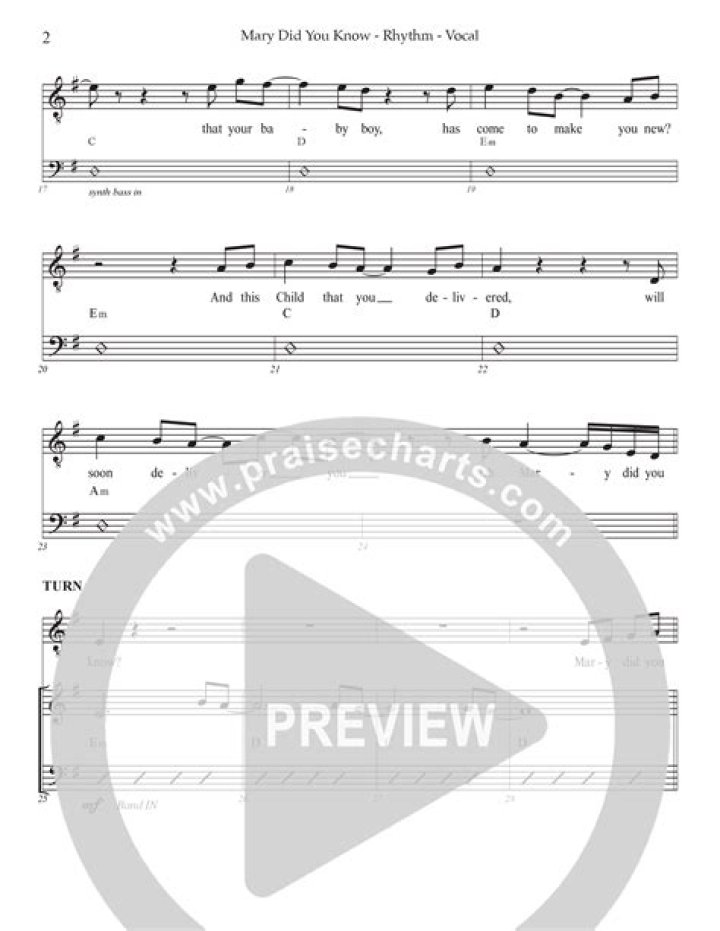 Mary Did You Know Choral Sheet Music PDF – Free Download