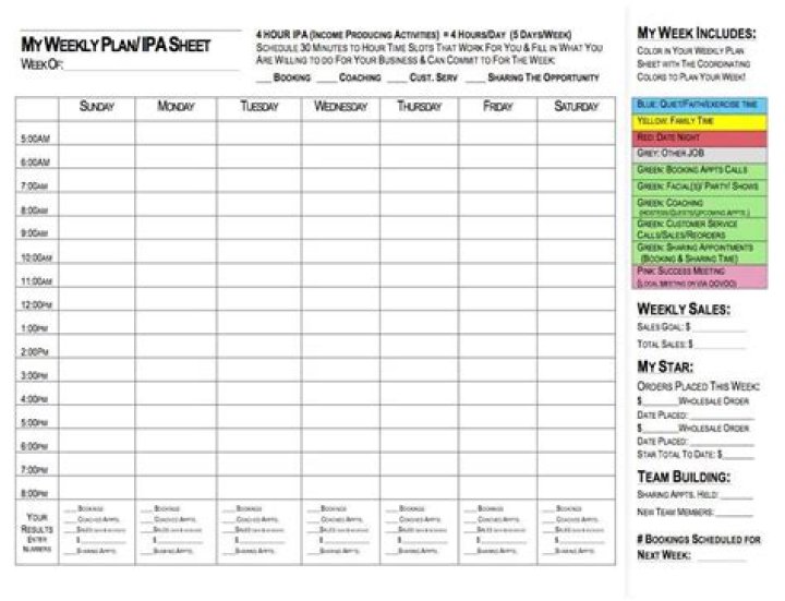 Mary Kay Weekly Plan Sheet PDF – Organize Your Makeup Business Efficiently