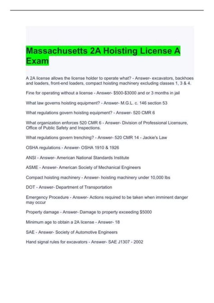 Free Mass 2A Hoisting License Practice Test PDF with Courses