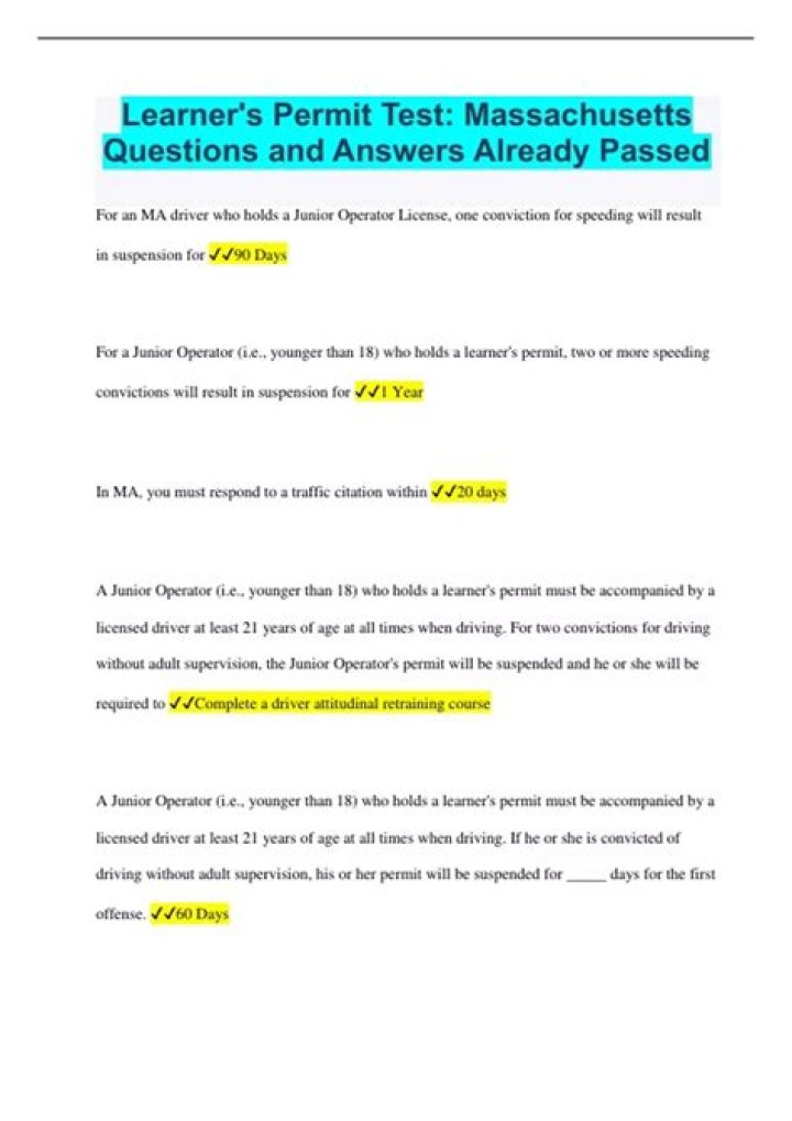 Massachusetts Permit Test Answers PDF – Pass on First Try