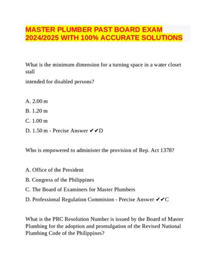 Master Plumber Board Exam Questions PDF: Practice & Pass