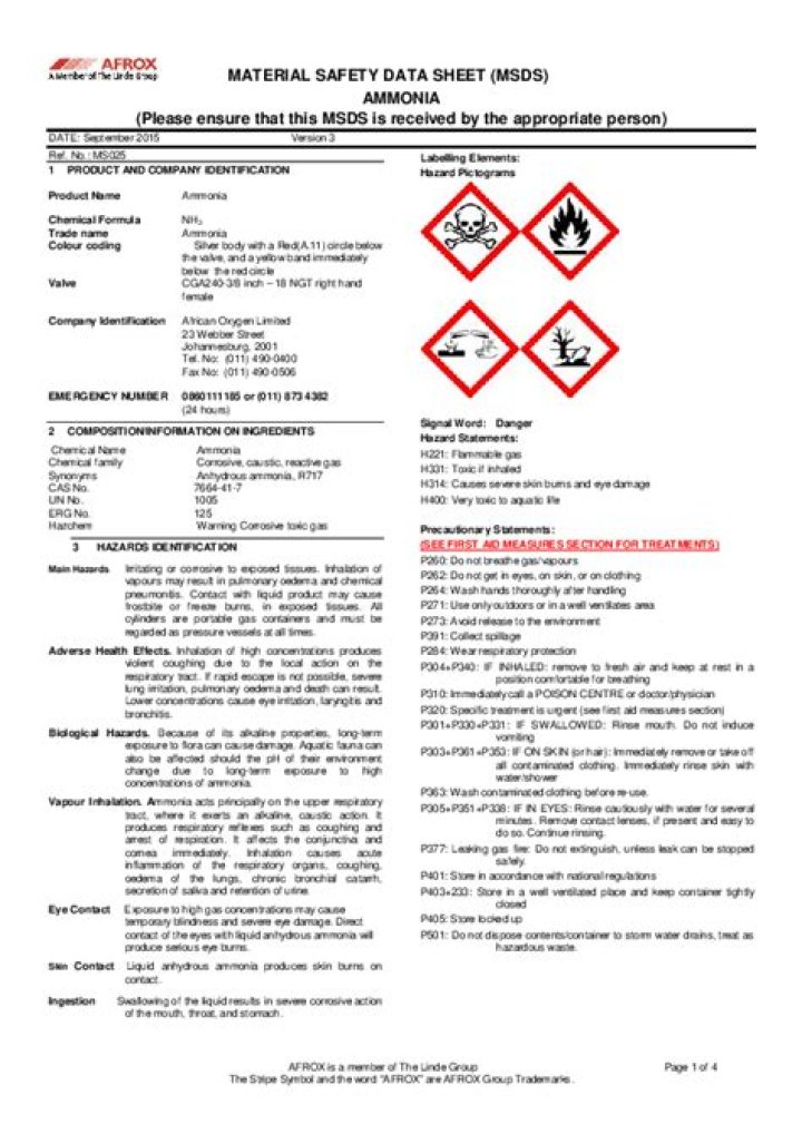 Free Material Safety Data Sheet PDF for Chemicals – Download Now