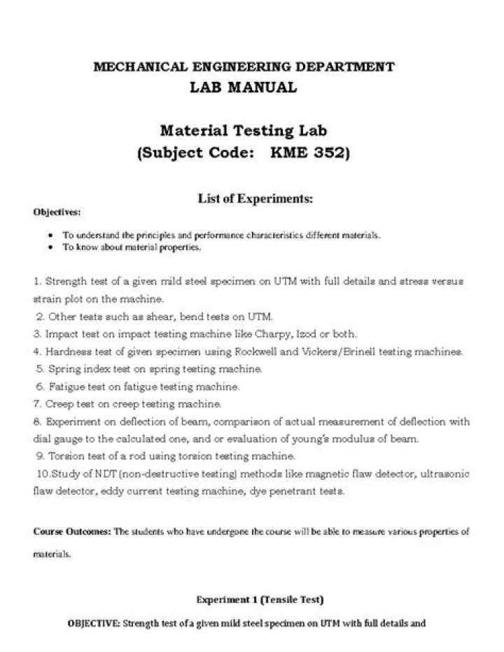 Material Testing Lab Manual for Mechanical Engineering PDF – Essential Guide