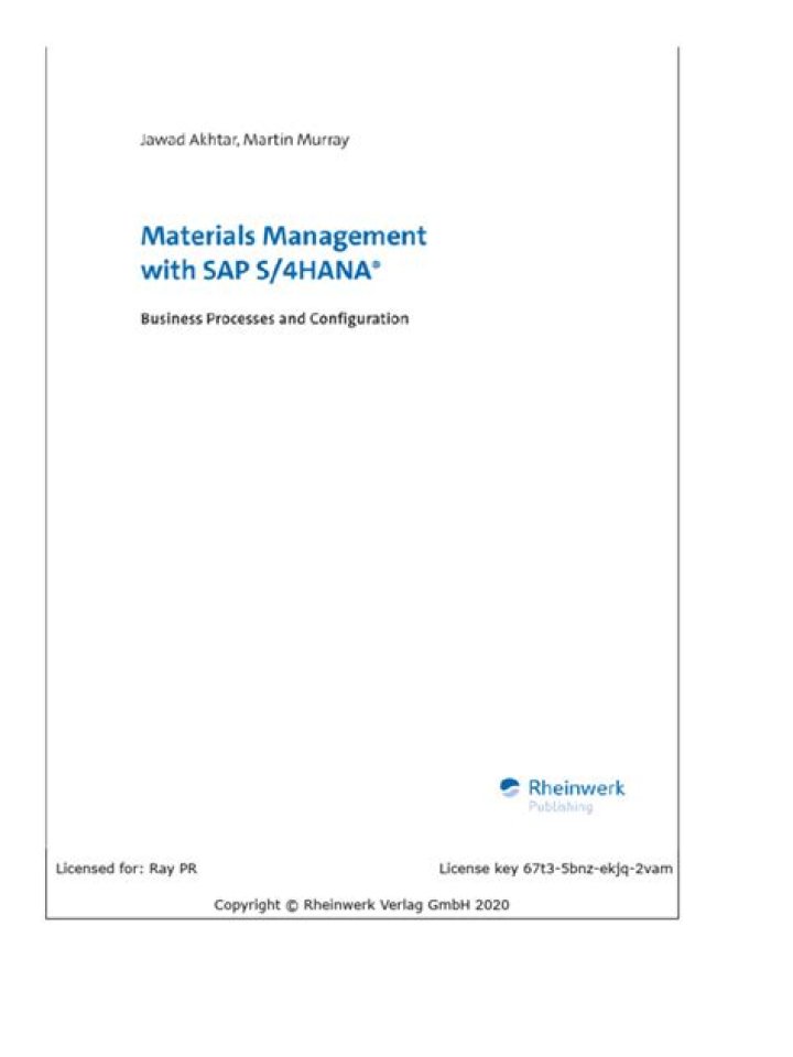 Efficient Materials Management with SAP S/4HANA PDF Guide