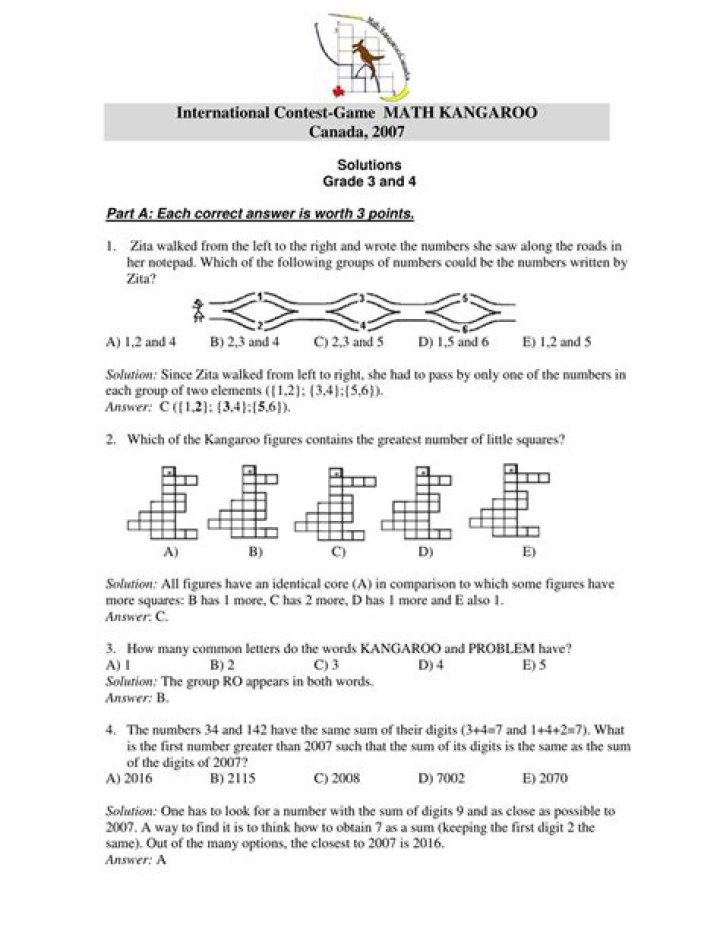 Math Kangaroo 2016 Questions & Answers PDF – Free Study Guide