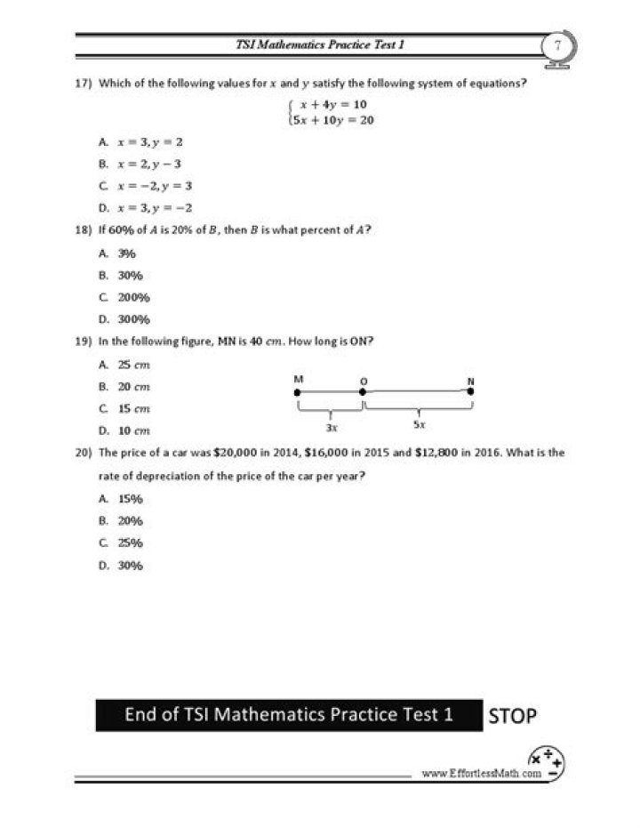 Math TSIS Practice Test PDF – Instant Download