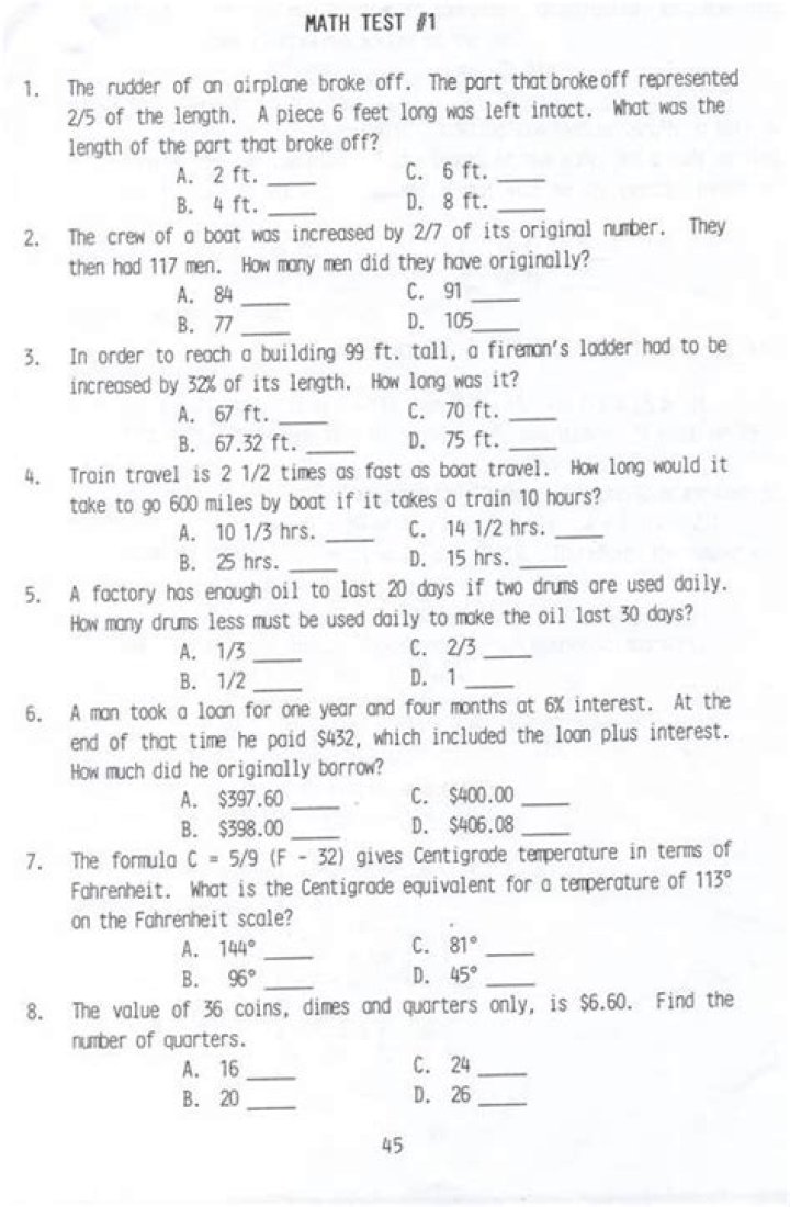 Free Maths Aptitude Test Questions and Answers PDF Download