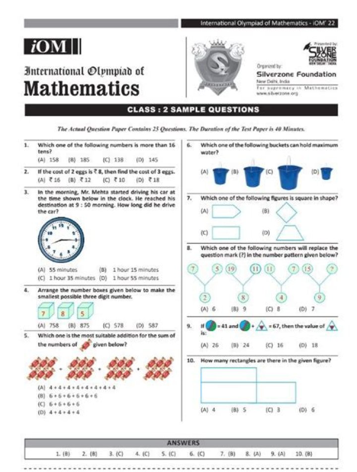 Free Maths Olympiad Class 3 Worksheets PDF – Download Now